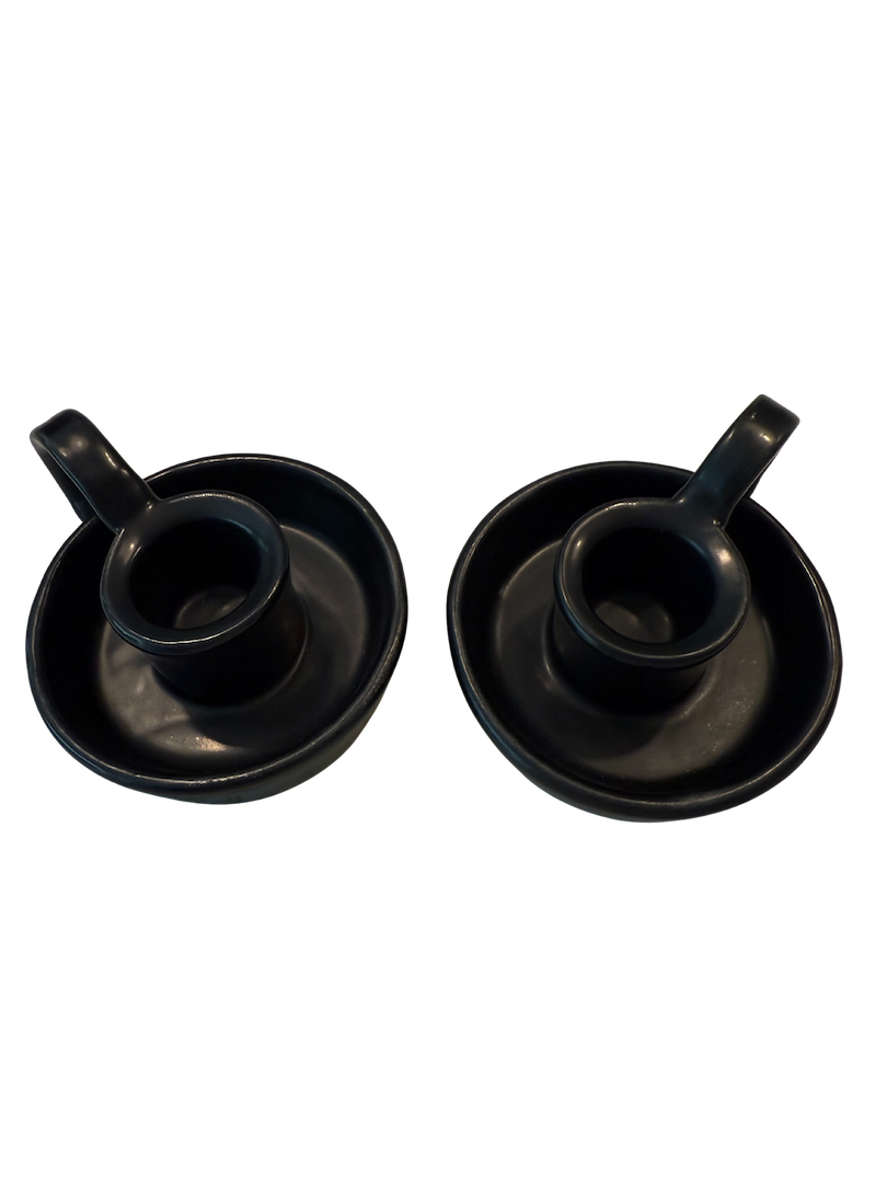 Black Ceramic Taper Candle Holders