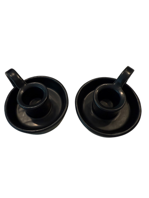 Black Ceramic Taper Candle Holders
