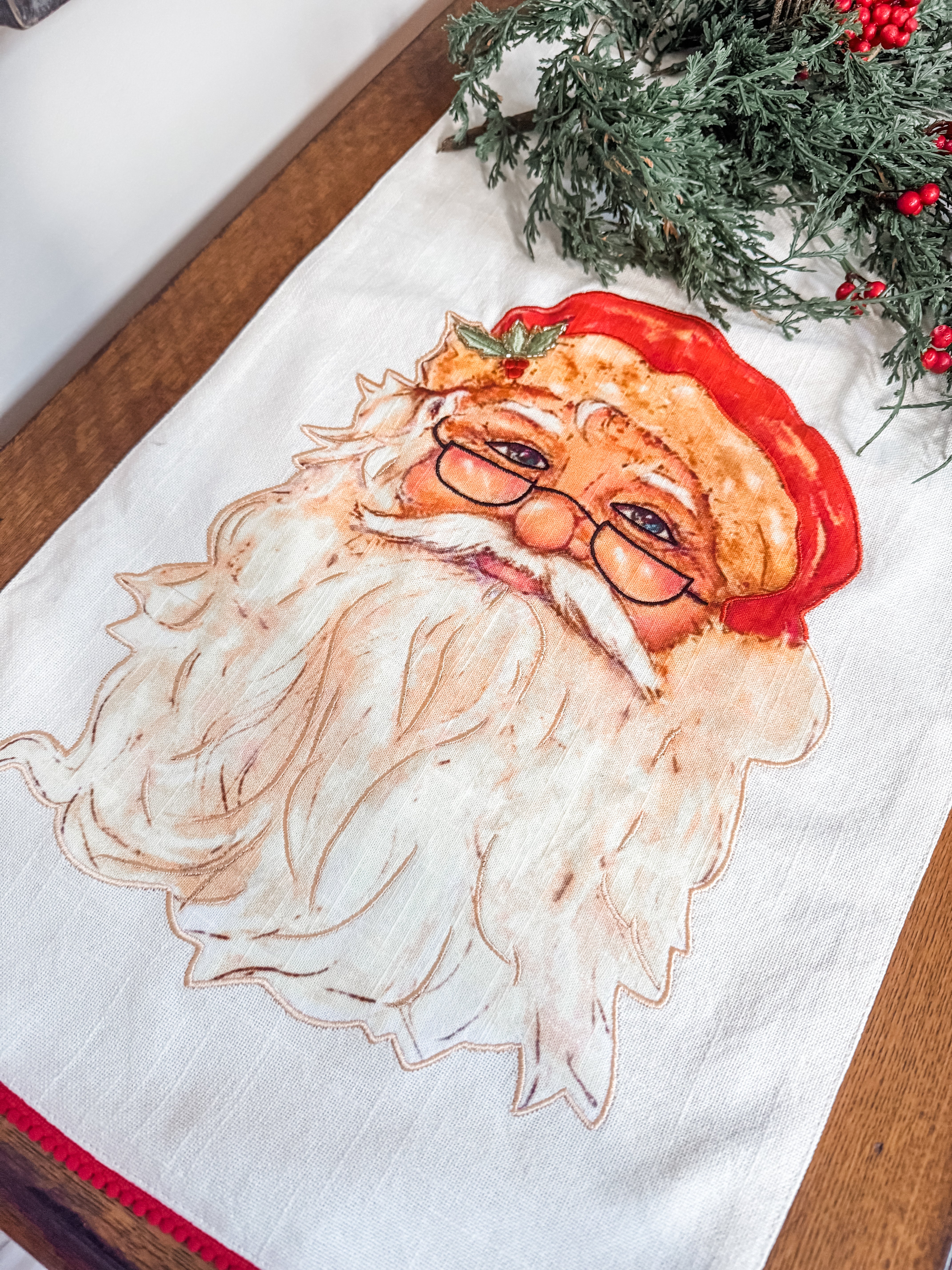 Vintage Santa Table Runner
