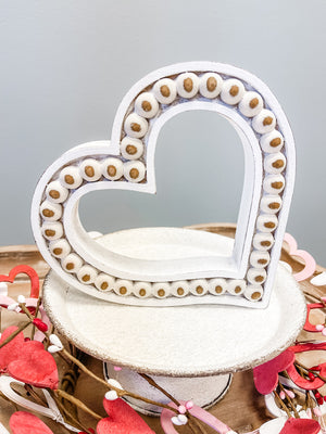 White Beaded Heart